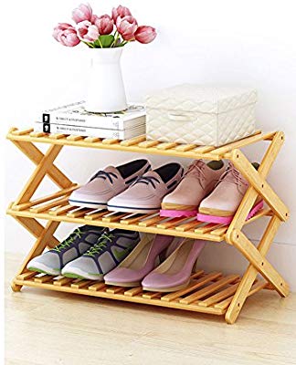 Multifunctional Foldable Water Proof Bamboo Wooden Shoes Rack 3 Steps