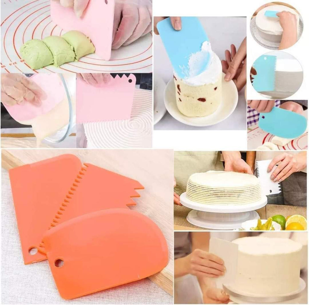 3Pcs Plastic Cake Scraper Spatula/Dough Cuttet/Cake Decorater