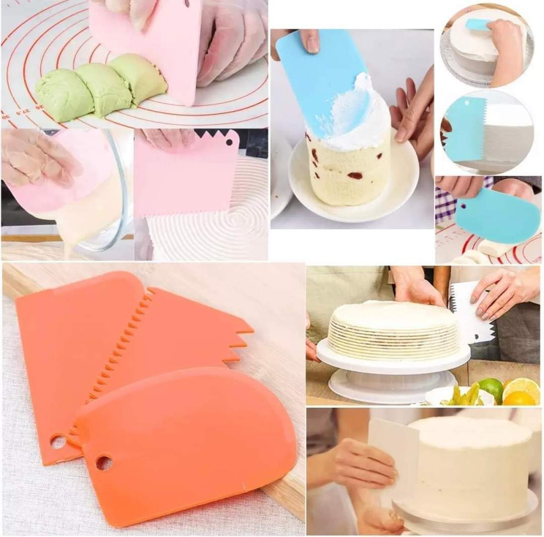 3Pcs Plastic Cake Scraper Spatula/Dough Cuttet/Cake Decorater