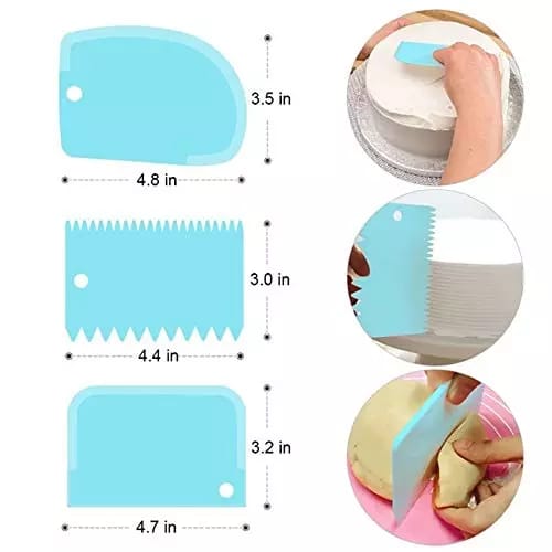 3Pcs Plastic Cake Scraper Spatula/Dough Cuttet/Cake Decorater