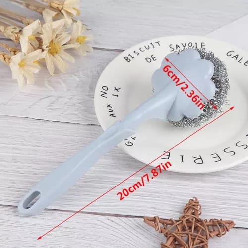 Flower Shape Stainless Steel Wire Ball Brush With Handle