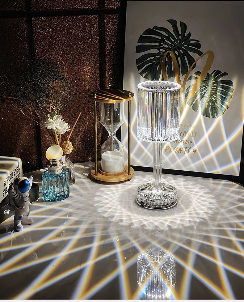 ⚡16 Color Rechargeable LED Crystal Projection Table Lamp With Remote Control💡