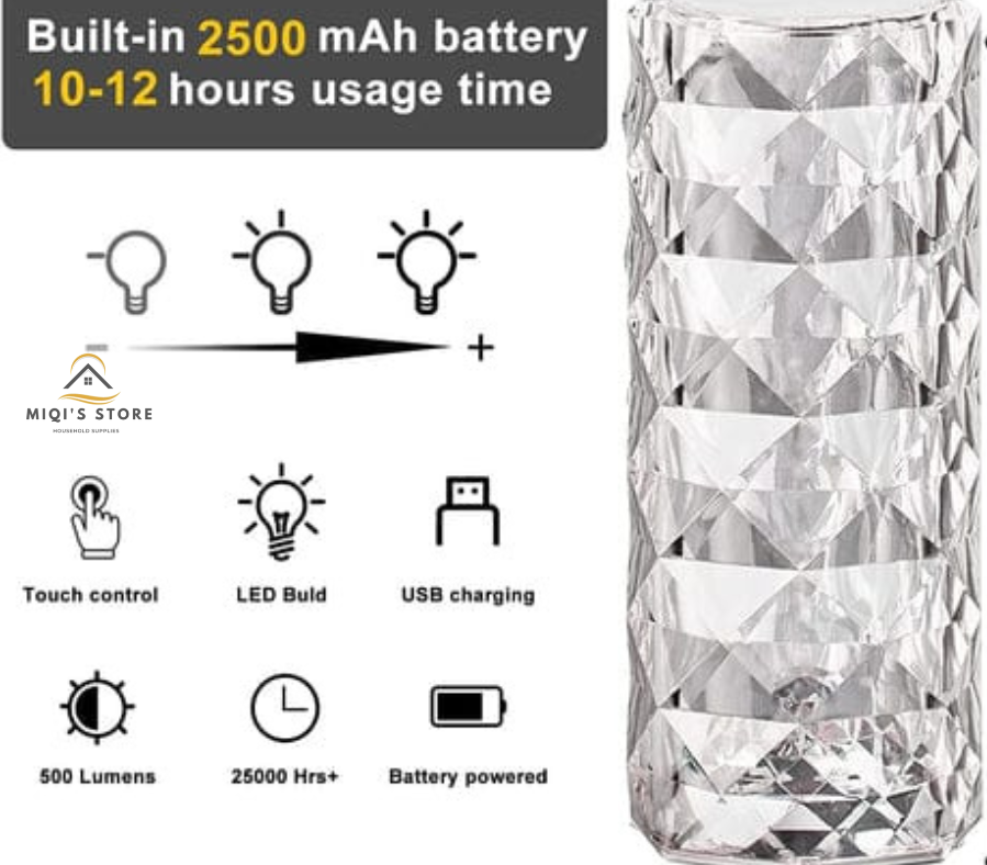 ⚡16 Color Rechargeable Crystal Led Lights Diamond Table Lamp With Remote Control💡